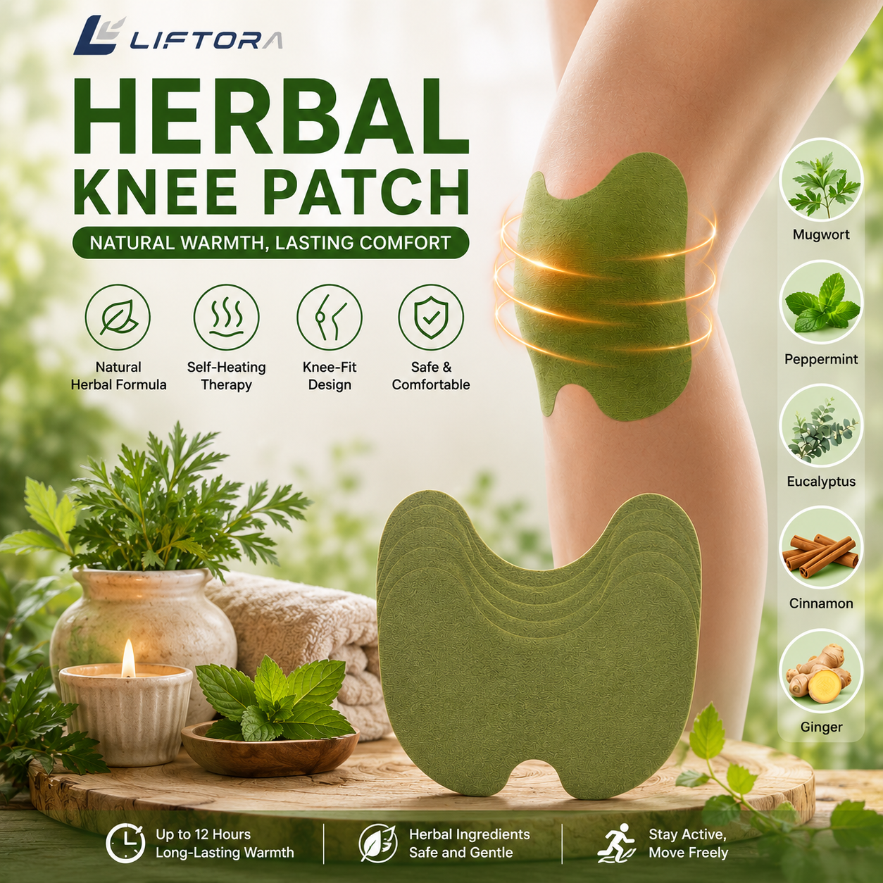 Liftora™ Herbal Knee Support Patches